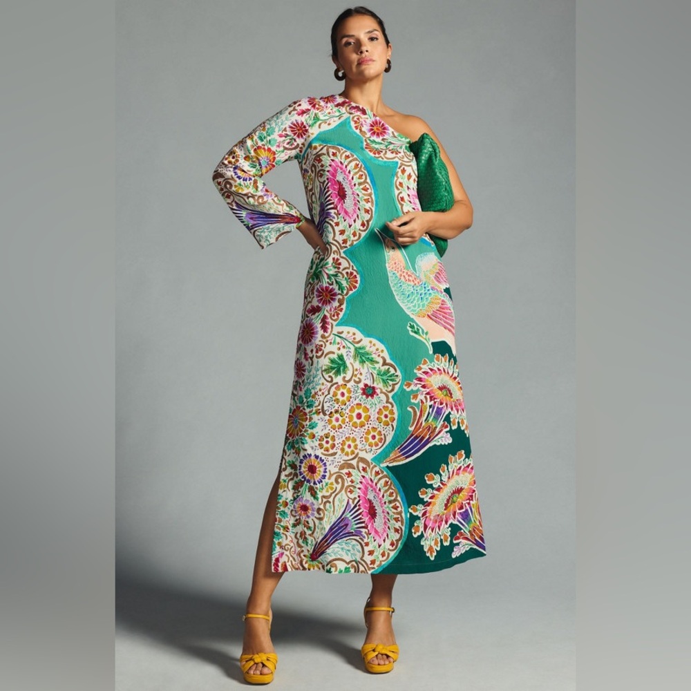 Anthropologie One-Shoulder Printed Shift Dress